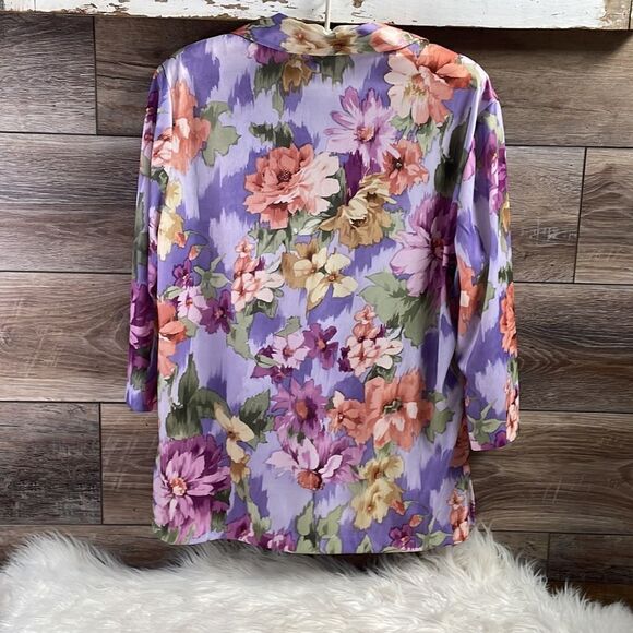 Sara Morgan Ladies Floral Button Up Blouse, Size Medium, Multicolor - Picture 4 of 5